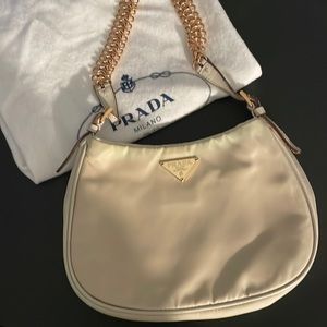 PRADA (Authentic) Beige Satin Evening Bag